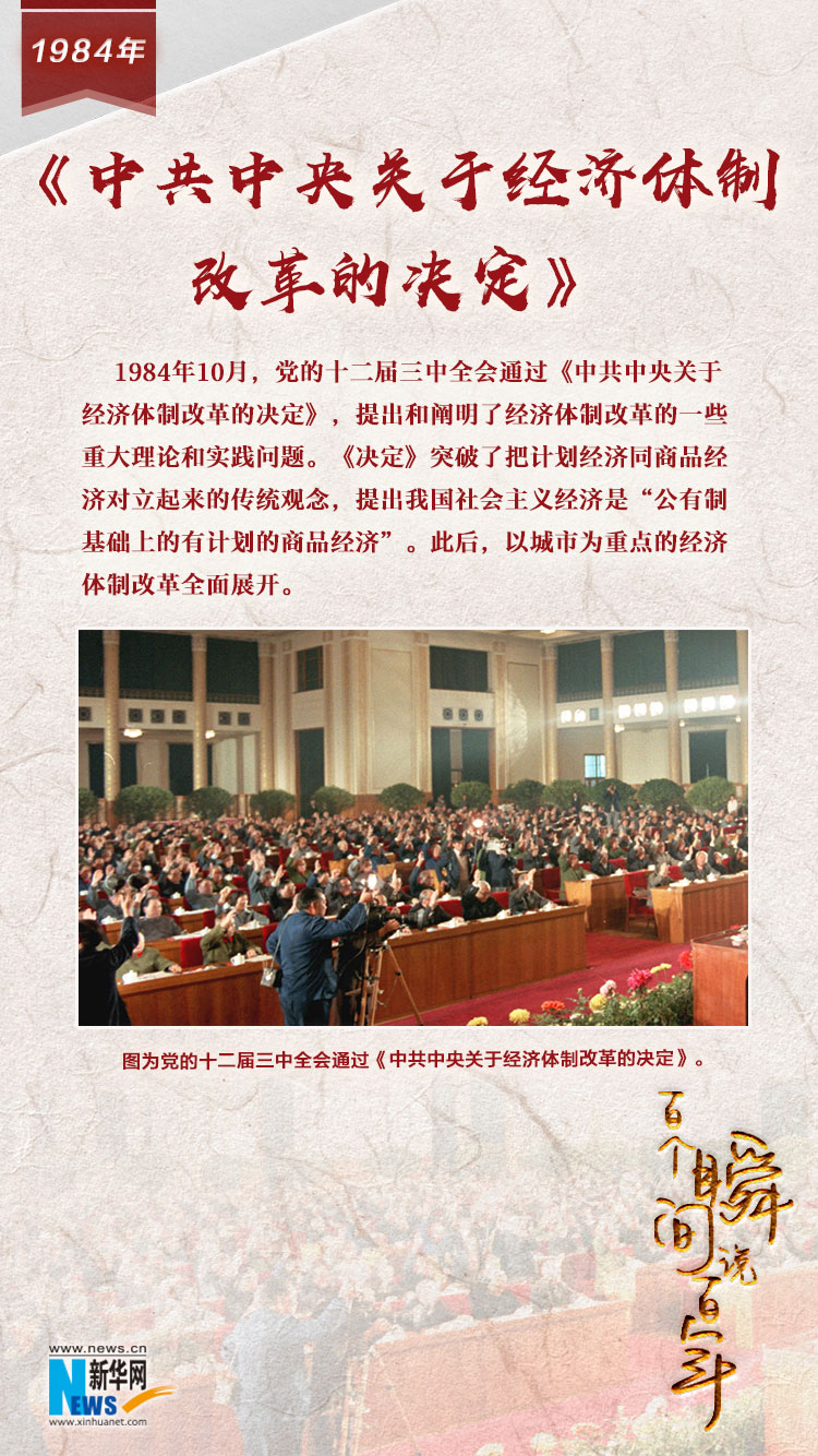1984，《中共中央關于經濟體制改革的決定》