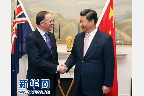 11月20日，中國(guó)國(guó)家主席習(xí)近平在惠靈頓同新西蘭總理約翰·基舉行會(huì)談。 新華社記者 馬占成 攝