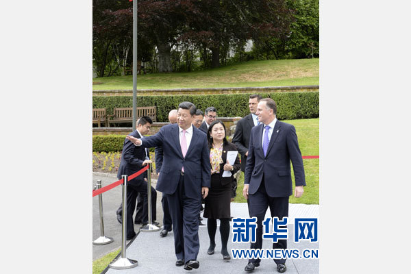11月20日，中國(guó)國(guó)家主席習(xí)近平在惠靈頓同新西蘭總理約翰·基舉行會(huì)談。 新華社記者 李學(xué)仁 攝